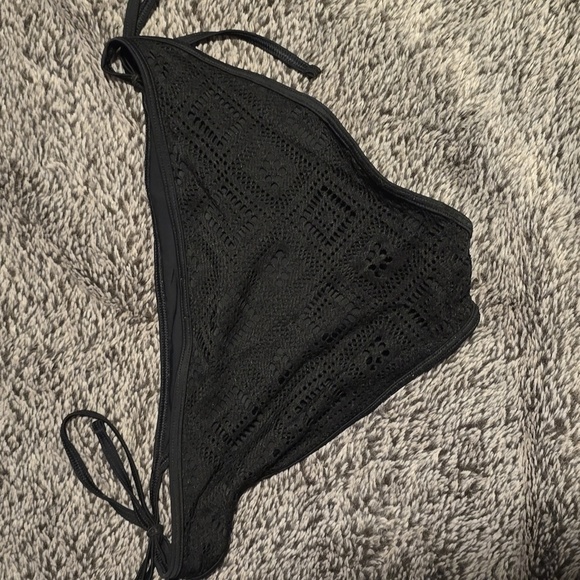 Aerie Black Bikini Bottoms w/ Crochet & Side Ties (M) - Picture 3 of 3